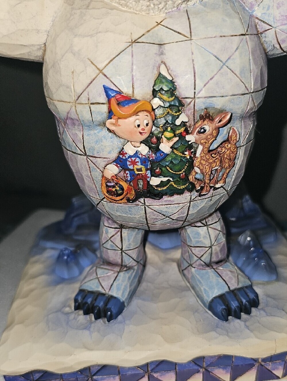 Jim Shore White and Blue Yeti with Holiday Scene Figurine( 9 In Tall) - Picture 3 of 8